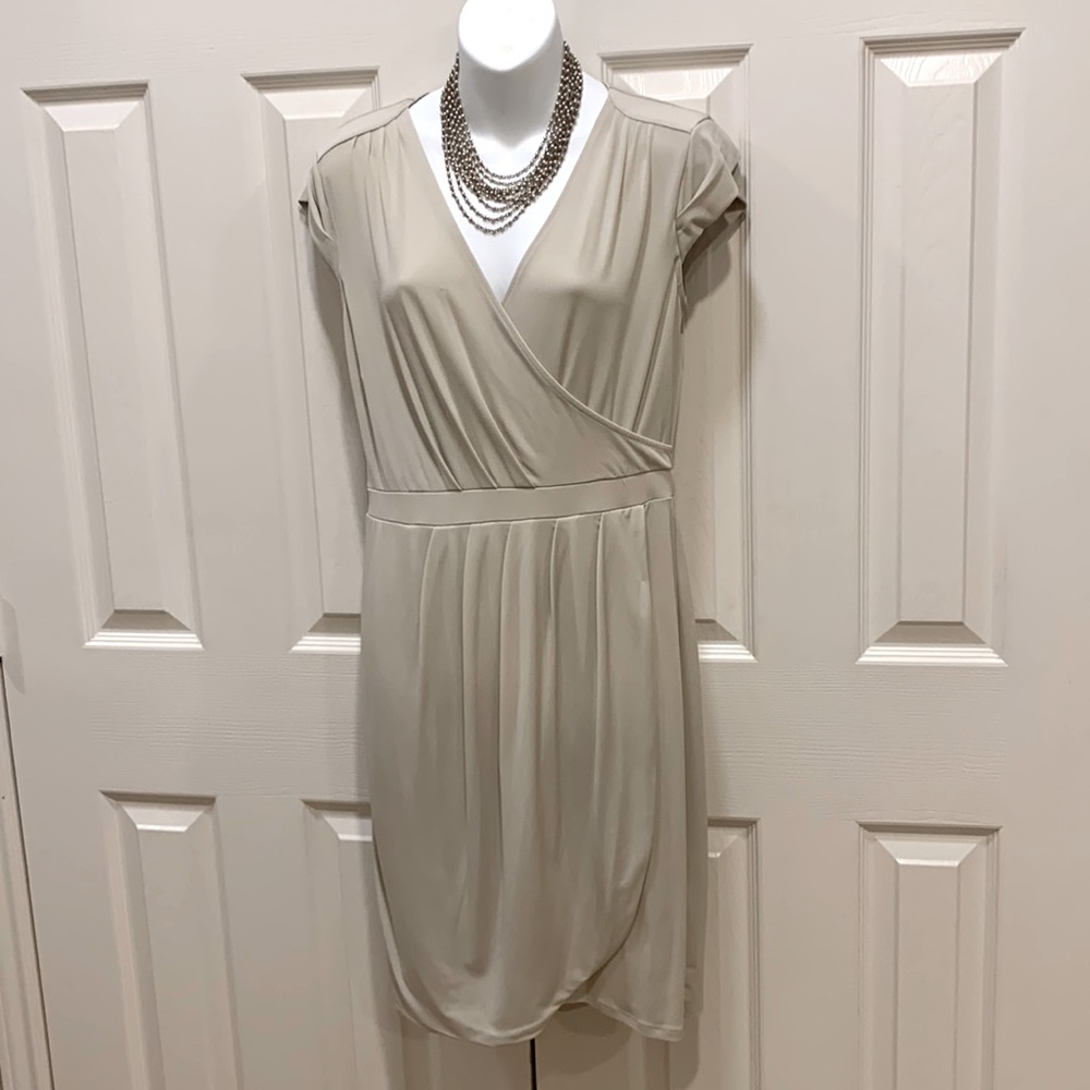 Beige “like new” beautiful wrap dress ❤️New Listing ❤️